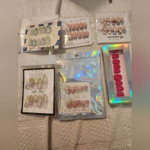 Lot Of 6 Sets Of NEW Assorted Decorative Press-On Nail Sets Medium/Large